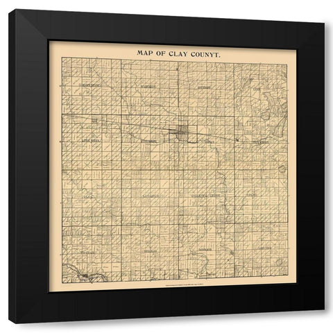 Clay County Iowa - Long 1896  Black Modern Wood Framed Art Print with Double Matting by Long
