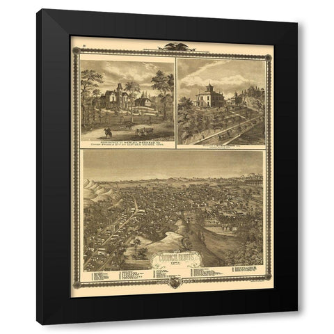 Council Bluffs Iowa - Andreas 1875 Black Modern Wood Framed Art Print by Andreas