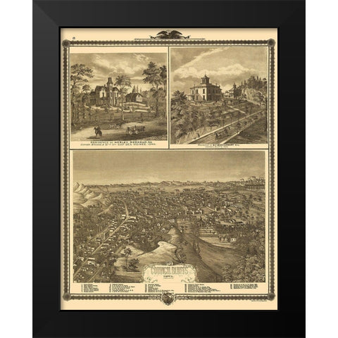Council Bluffs Iowa - Andreas 1875 Black Modern Wood Framed Art Print by Andreas