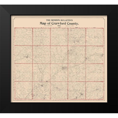 Crawford County Iowa - McHenry 1898  Black Modern Wood Framed Art Print by McHenry
