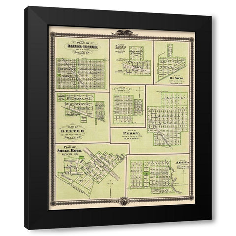 Dallas Iowa Towns  Vicinity - 1876 Black Modern Wood Framed Art Print with Double Matting by Unknown