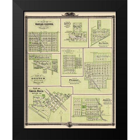 Dallas Iowa Towns  Vicinity - 1876 Black Modern Wood Framed Art Print by Unknown