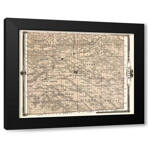 Davie Iowa Landowner - Andreas 1875 Black Modern Wood Framed Art Print by Andreas