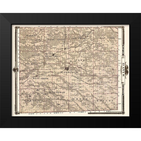 Davie Iowa Landowner - Andreas 1875 Black Modern Wood Framed Art Print by Andreas