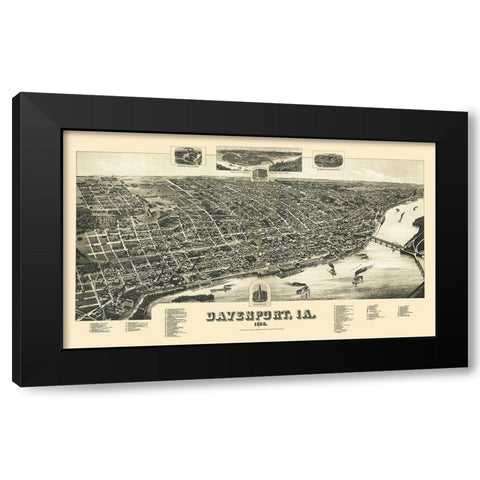 Davenport Iowa - Wellge 1888 Black Modern Wood Framed Art Print by Wellge