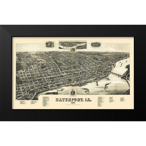 Davenport Iowa - Wellge 1888 Black Modern Wood Framed Art Print by Wellge