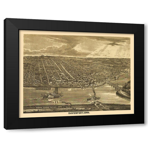Davenport Iowa - Andreas 1875 Black Modern Wood Framed Art Print with Double Matting by Andreas