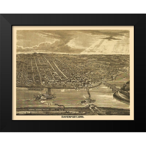 Davenport Iowa - Andreas 1875 Black Modern Wood Framed Art Print by Andreas