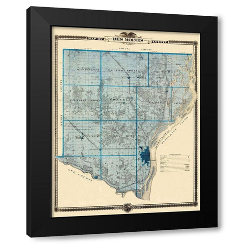 Des Moines Iowa - Shober 1875 Black Modern Wood Framed Art Print with Double Matting by Shober