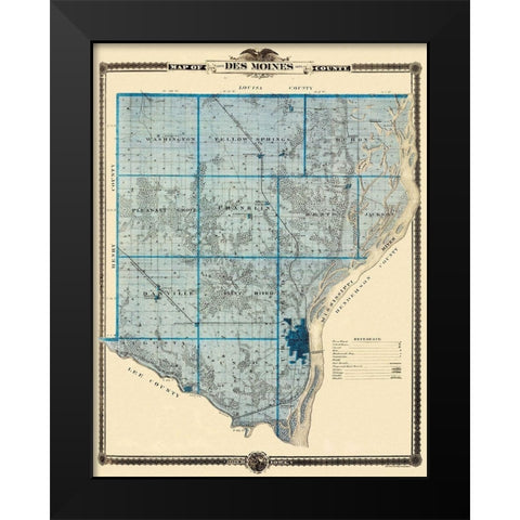 Des Moines Iowa - Shober 1875 Black Modern Wood Framed Art Print by Shober