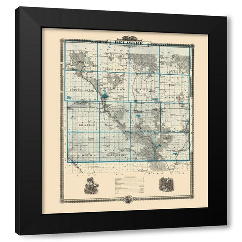 Delaware Iowa Landowner - Andreas 1874 Black Modern Wood Framed Art Print with Double Matting by Andreas