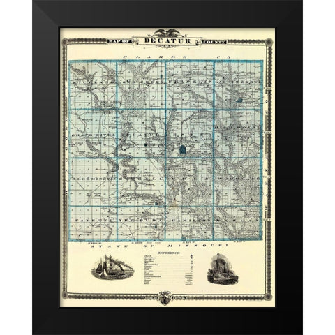 Decatur Iowa Landowner - Andreas 1875 Black Modern Wood Framed Art Print by Andreas