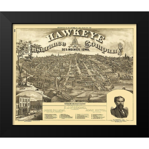 Des Moines Iowa - Andreas 1875 Black Modern Wood Framed Art Print by Andreas