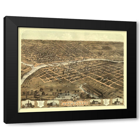 Des Moines Iowa - Ruger 1868 Black Modern Wood Framed Art Print with Double Matting by Ruger
