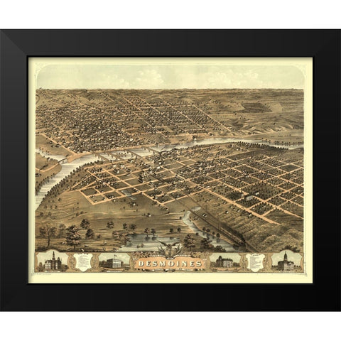Des Moines Iowa - Ruger 1868 Black Modern Wood Framed Art Print by Ruger