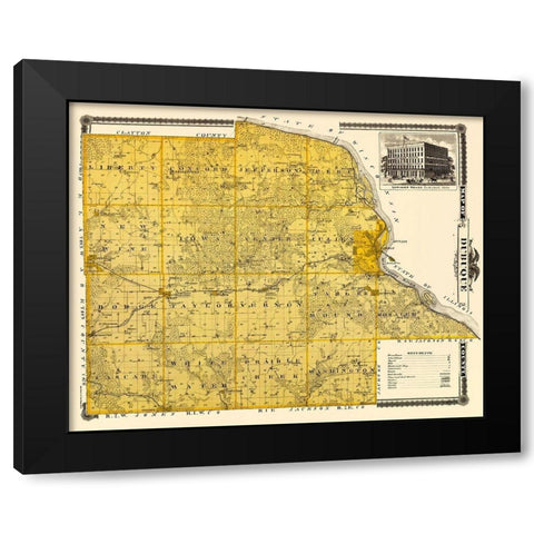 Dubuque Iowa Landowner - Andreas 1874 Black Modern Wood Framed Art Print with Double Matting by Andreas