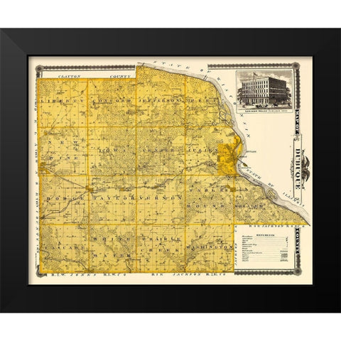 Dubuque Iowa Landowner - Andreas 1874 Black Modern Wood Framed Art Print by Andreas
