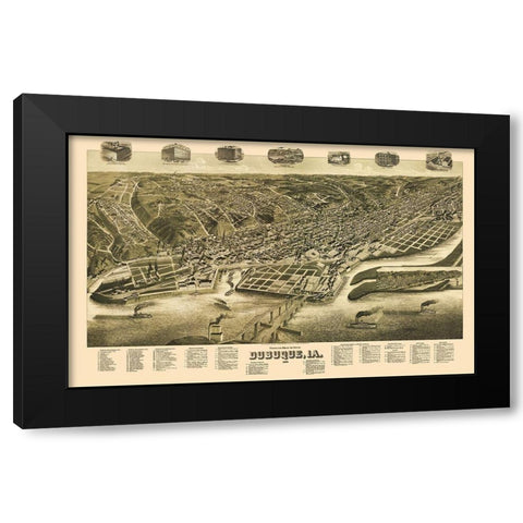 Dubuque Iowa - Wellge 1889 Black Modern Wood Framed Art Print by Wellge