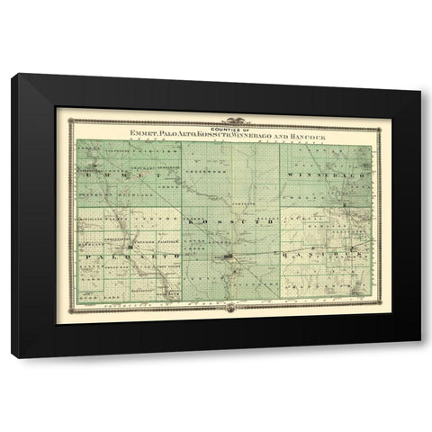 Palo Alto Iowa Landowner - Andreas 1874 Black Modern Wood Framed Art Print by Andreas