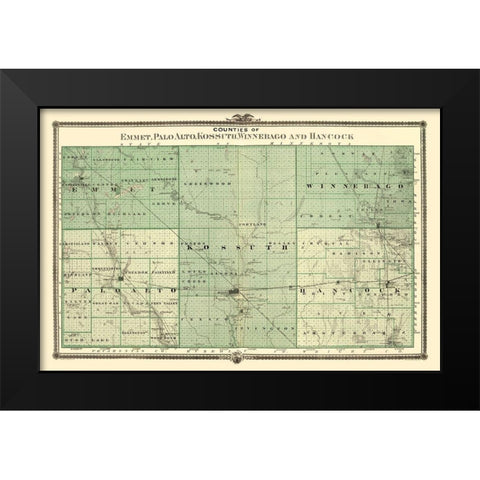 Palo Alto Iowa Landowner - Andreas 1874 Black Modern Wood Framed Art Print by Andreas