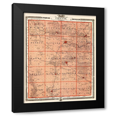 Fayette Iowa Landowner - Andreas 1874 Black Modern Wood Framed Art Print by Andreas