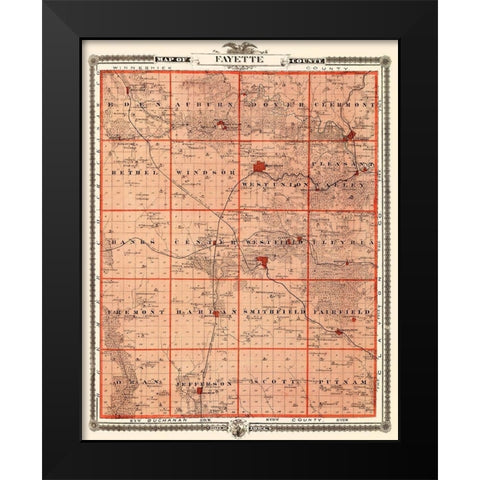 Fayette Iowa Landowner - Andreas 1874 Black Modern Wood Framed Art Print by Andreas