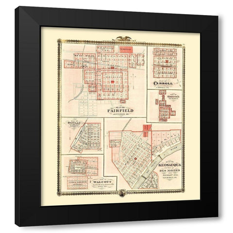 Fairfield, Carroll, Birmingham, Walcott, Keosauqua Black Modern Wood Framed Art Print with Double Matting by Andreas