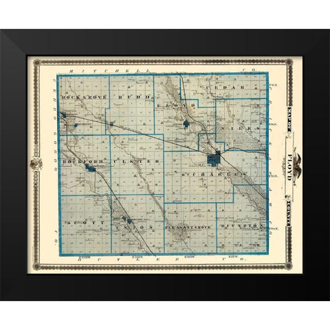 Floyd Iowa Landowner - Andreas 1874 Black Modern Wood Framed Art Print by Andreas