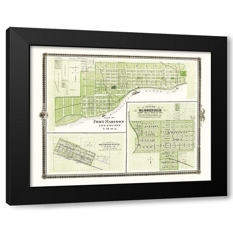 Fort Madison, Mechanicsville, Bloomfield Iowa Black Modern Wood Framed Art Print by Andreas