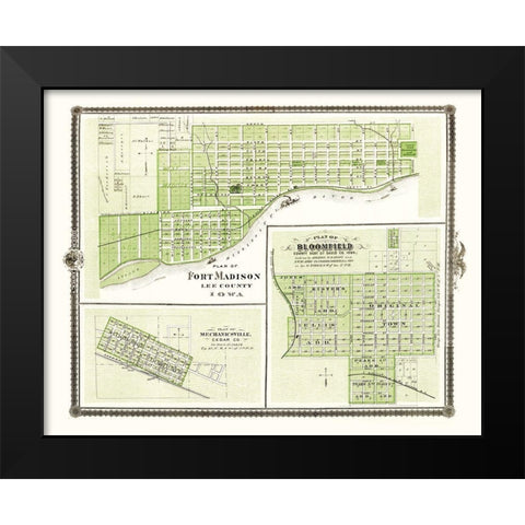 Fort Madison, Mechanicsville, Bloomfield Iowa Black Modern Wood Framed Art Print by Andreas