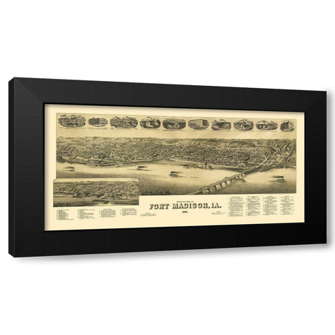 Fort Madison Iowa - Wellge 1889 Black Modern Wood Framed Art Print with Double Matting by Wellge
