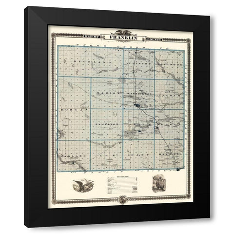 Franklin Iowa Landowner - Andreas 1874 Black Modern Wood Framed Art Print with Double Matting by Andreas