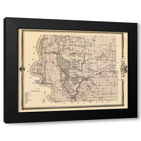 Fremont Iowa Landowner - Andreas 1875 Black Modern Wood Framed Art Print by Andreas