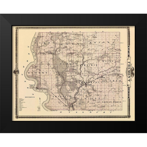 Fremont Iowa Landowner - Andreas 1875 Black Modern Wood Framed Art Print by Andreas