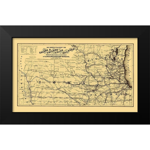 Galena and Chicago Union Railroad - Colton 1862 Black Modern Wood Framed Art Print by Colton