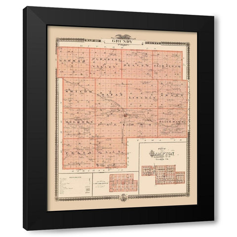 Grundy Iowa Landowner - Andreas 1874 Black Modern Wood Framed Art Print by Andreas