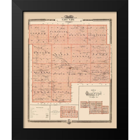Grundy Iowa Landowner - Andreas 1874 Black Modern Wood Framed Art Print by Andreas