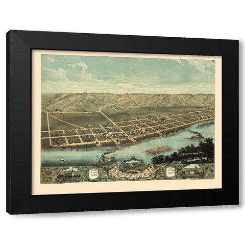 Guttenberg Iowa - Ruger 1869 Black Modern Wood Framed Art Print with Double Matting by Ruger