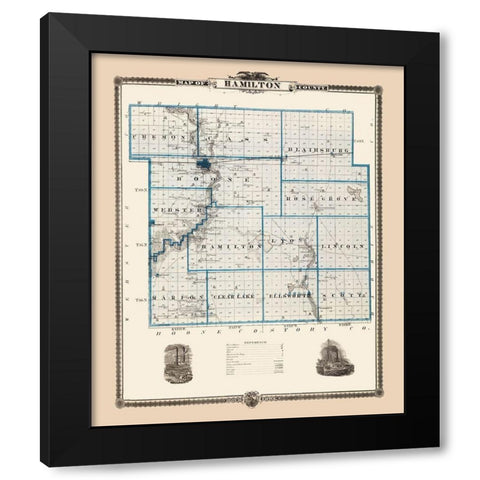 Hamilton Iowa Landowner - Andreas 1874 Black Modern Wood Framed Art Print by Andreas