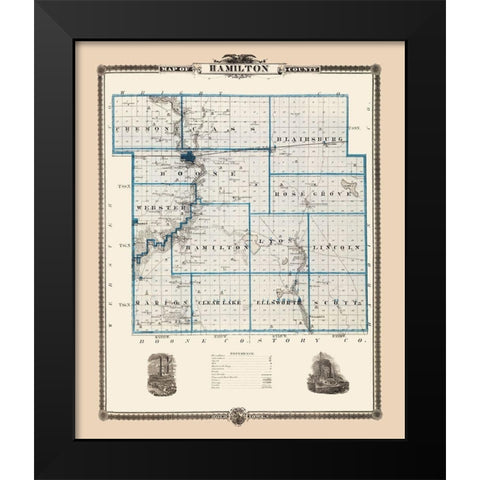Hamilton Iowa Landowner - Andreas 1874 Black Modern Wood Framed Art Print by Andreas