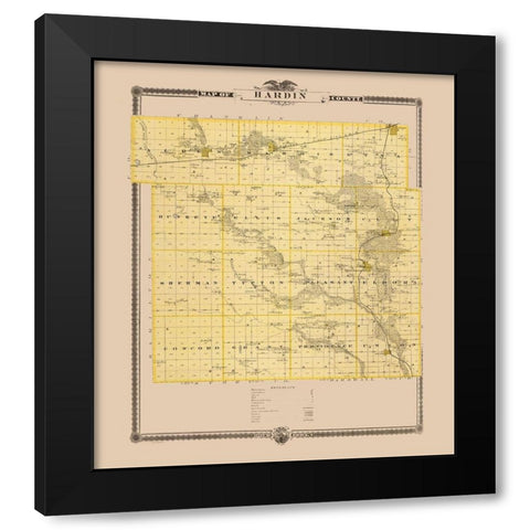 Hardin Iowa Landowner - Andreas 1874 Black Modern Wood Framed Art Print with Double Matting by Andreas