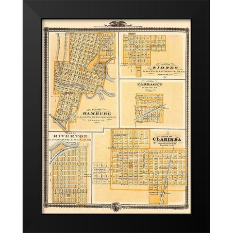 Hamburg, Sidney, Farragut, Riverton, Clarinda Iowa Black Modern Wood Framed Art Print by Andreas