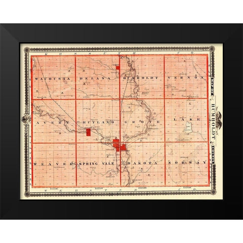 Humboldt Iowa Landowner - Andreas 1874 Black Modern Wood Framed Art Print by Andreas