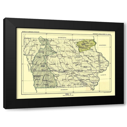 Iowa - Hoen 1896 Black Modern Wood Framed Art Print with Double Matting by Hoen