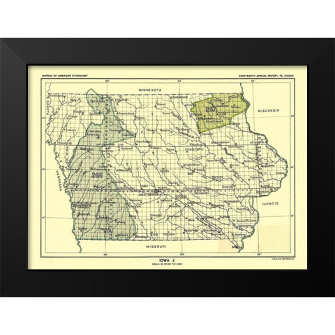 Iowa - Hoen 1896 Black Modern Wood Framed Art Print by Hoen