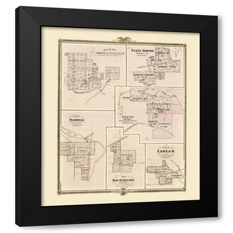 Iowa Falls, Nashua, Fayette, State Centre Iowa Black Modern Wood Framed Art Print with Double Matting by Andreas
