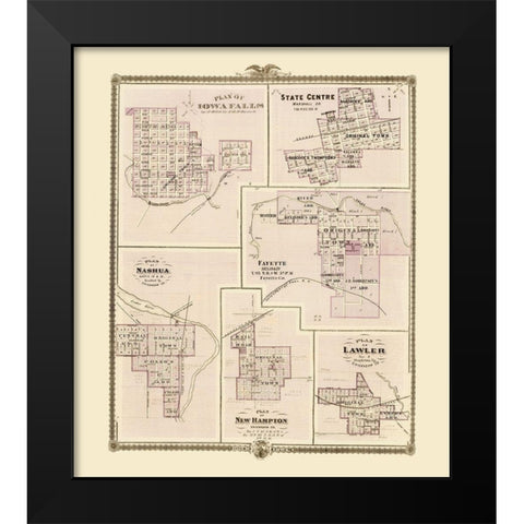 Iowa Falls, Nashua, Fayette, State Centre Iowa Black Modern Wood Framed Art Print by Andreas
