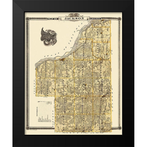 Jackson Iowa Landowner - Shober 1875 Black Modern Wood Framed Art Print by Shober