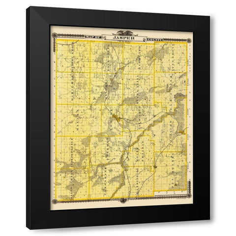 Jasper Iowa - Shober 1875 Black Modern Wood Framed Art Print with Double Matting by Shober