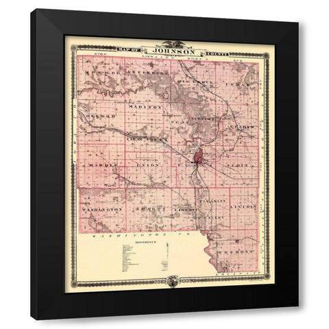 Johnson Iowa Landowner - Andreas 1874 Black Modern Wood Framed Art Print by Andreas